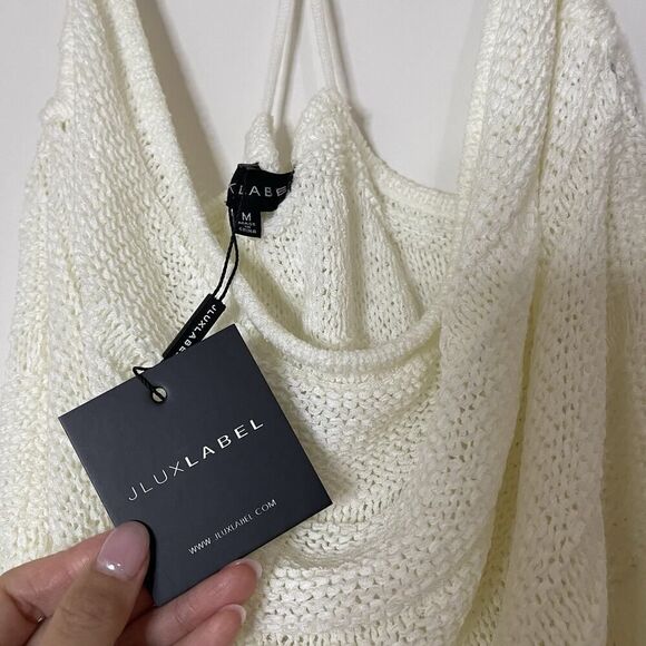 NWT JLUXLABEL ava sweater knit plunge camisole ivory white size medium - Picture 2 of 6